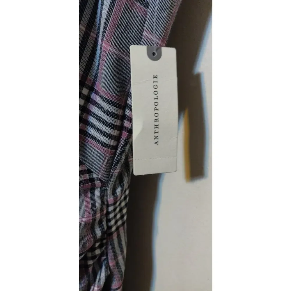 Maeve Anthropologie Plaid Dress 6P One Shoulder Prep School Girl Midi Preppy NWT - Picture 9 of 16